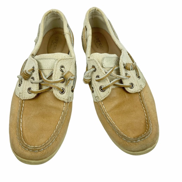 SPERRY Top Sider Canvas Preppy Academia Nautical Leather Boat Shoes 7.5 - Picture 3 of 9